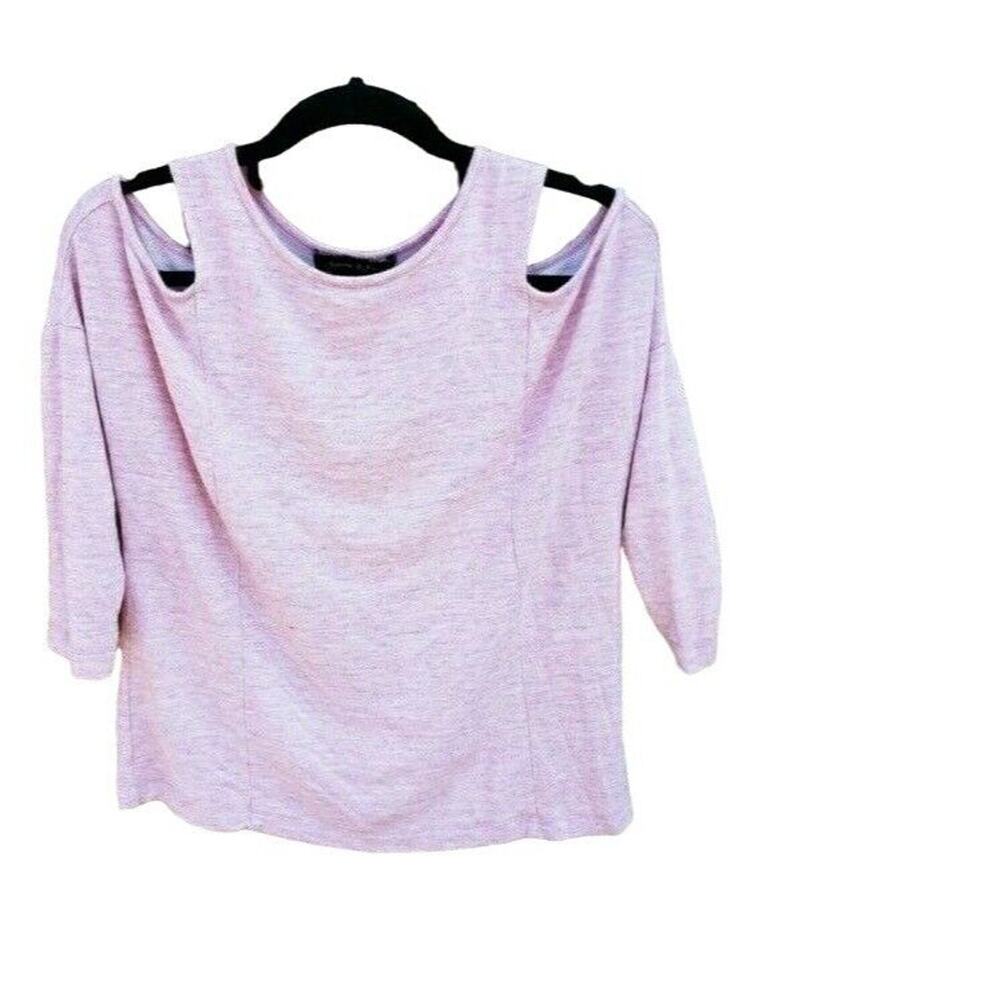 Jasmine & Juliana Top S Womens Pink Half Sleeve Crew Neck Cold‎ Shoulder Blouse